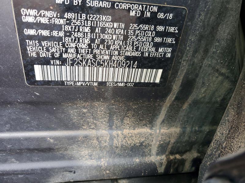 51683276 :رقم المزاد ، JF2SKASC5KH409214 vin ، 2019 Subaru Forester مزاد بيع