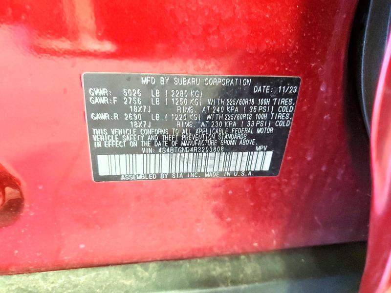 Продажа на аукционе авто 2024 Subaru Outback, vin: 4S4BTGND4R3203808, номер лота: 48018916