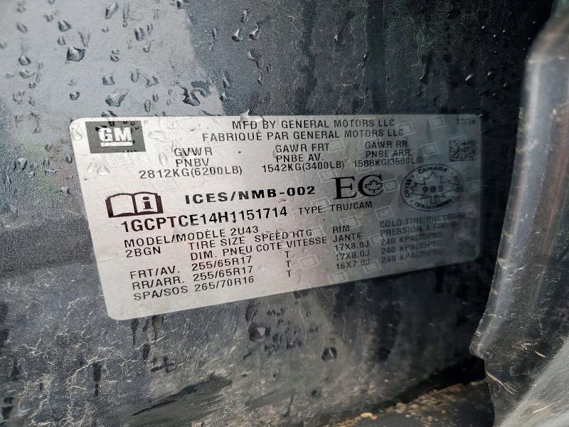 2017 Chevrolet Colorado მანქანა იყიდება აუქციონზე, vin: 1GCPTCE14H1151714, აუქციონის ნომერი: 49141406