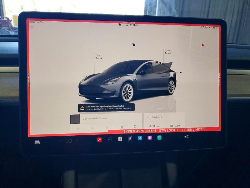 49469366 :رقم المزاد ، 5YJ3E1EA9NF304541 vin ، 2022 Tesla Model 3 مزاد بيع