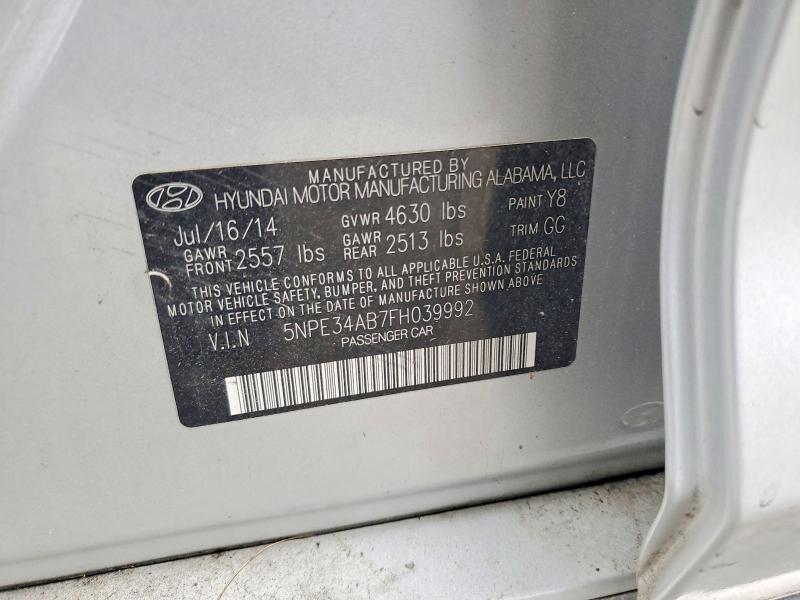 2015 Hyundai Sonata მანქანა იყიდება აუქციონზე, vin: 5NPE34AB7FH039992, აუქციონის ნომერი: 51768666