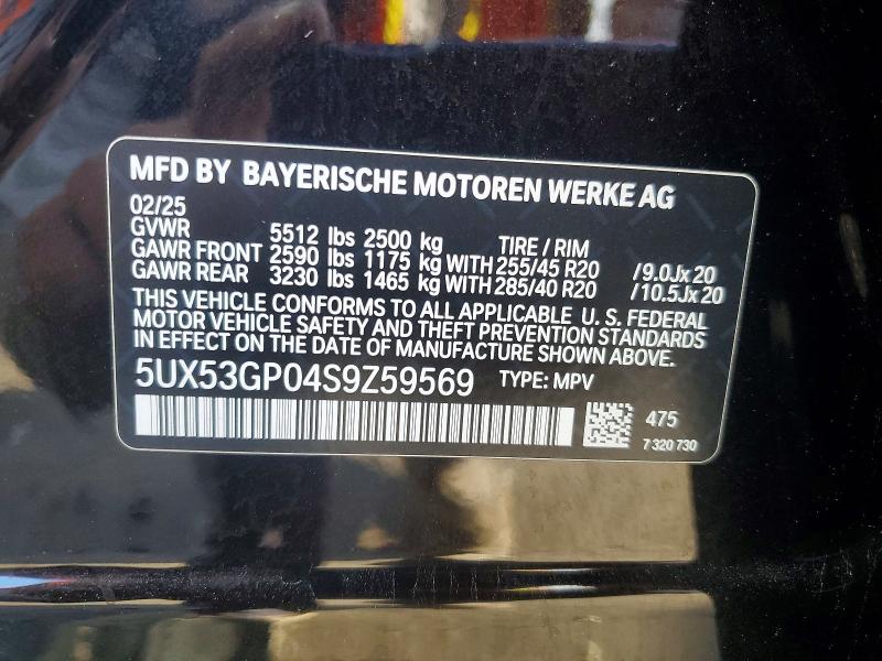 Aukcja sprzedaży 2025 Bmw X3, vin: 5UX53GP04S9Z59569, numer aukcji: 48194936