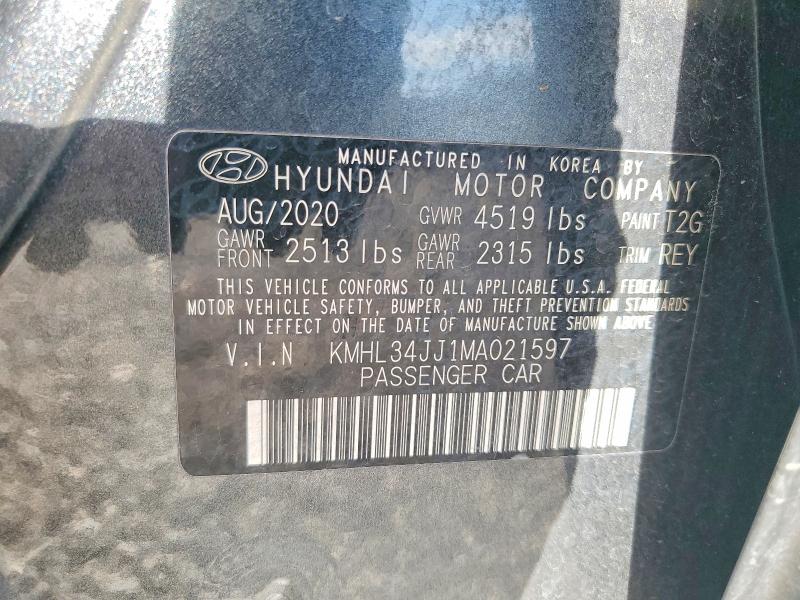 Продаж на аукціоні авто 2021 Hyundai Sonata Hybrid, vin: KMHL34JJ1MA021597, номер лоту: 48846406