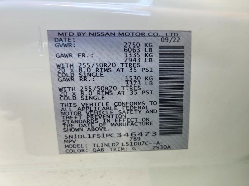 Продажа на аукционе авто 2023 Infiniti Qx60, vin: 5N1DL1FS1PC346473, номер лота: 50046336