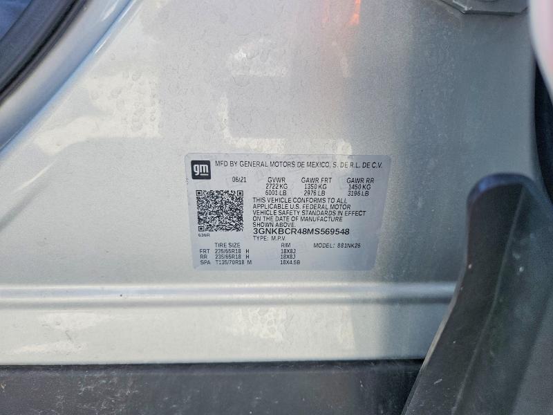 Aukcja sprzedaży 2021 Chevrolet Blazer, vin: 3GNKBCR48MS569548, numer aukcji: 50741746