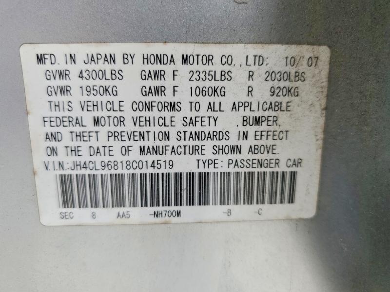 49440436 :رقم المزاد ، JH4CL96818C014519 vin ، 2008 Acura Tsx مزاد بيع