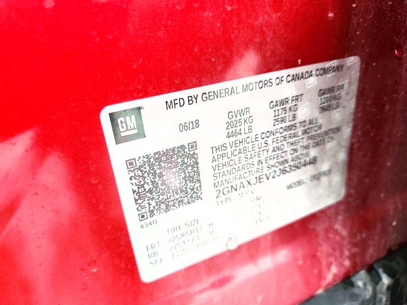 2018 Chevrolet Equinox მანქანა იყიდება აუქციონზე, vin: 2GNAXJEV2J6350448, აუქციონის ნომერი: 47520566