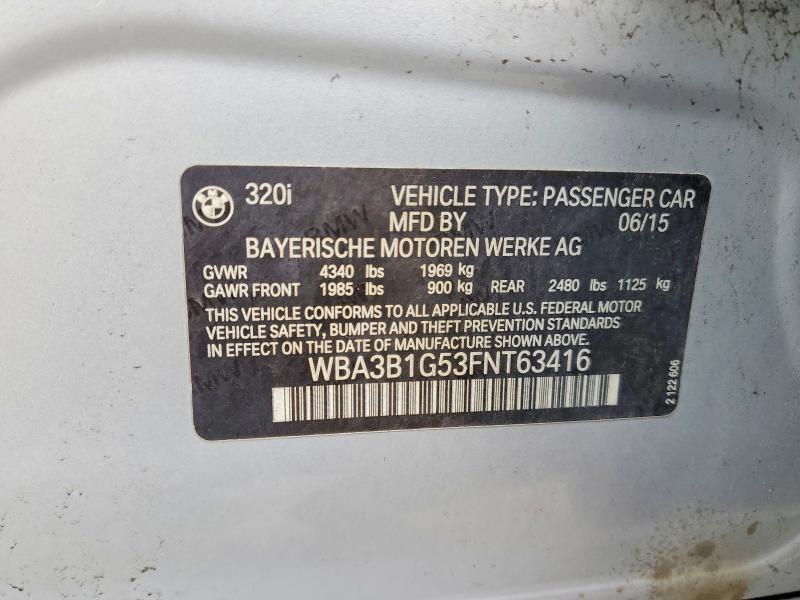 Продажа на аукционе авто 2015 Bmw 320, vin: WBA3B1G53FNT63416, номер лота: 49513166