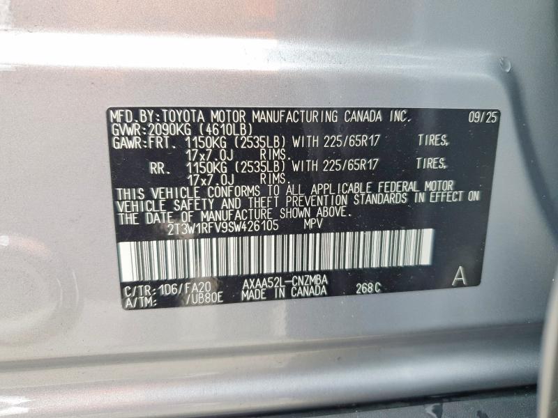 Продажа на аукционе авто 2025 Toyota Rav4, vin: 2T3W1RFV9SW426105, номер лота: 50597696