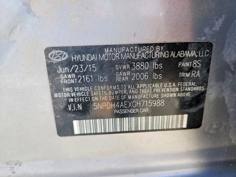 Продаж на аукціоні авто 2016 Hyundai Elantra, vin: 5NPDH4AEXGH715988, номер лоту: 49974416
