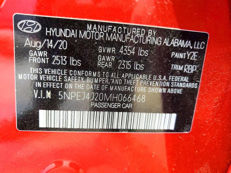 Продажа на аукционе авто 2021 Hyundai Sonata, vin: 5NPEJ4J20MH066468, номер лота: 48933886