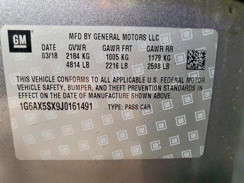 2018 Cadillac Cts მანქანა იყიდება აუქციონზე, vin: 1G6AX5SX9J0161491, აუქციონის ნომერი: 51817896