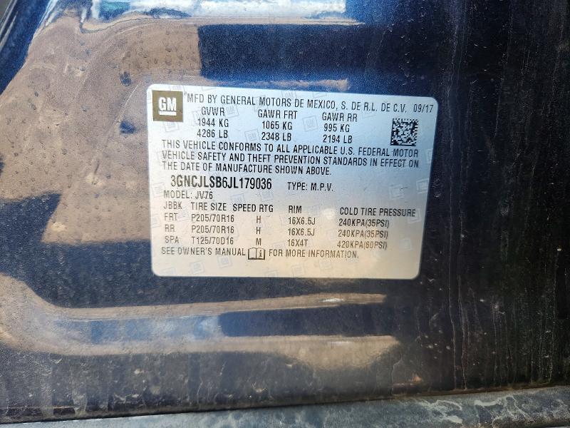 2018 Chevrolet Trax მანქანა იყიდება აუქციონზე, vin: 3GNCJLSB6JL179036, აუქციონის ნომერი: 48602856
