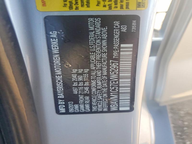 50240746 :رقم المزاد ، WBAVM1C57EVW52967 vin ، 2014 Bmw X1 مزاد بيع