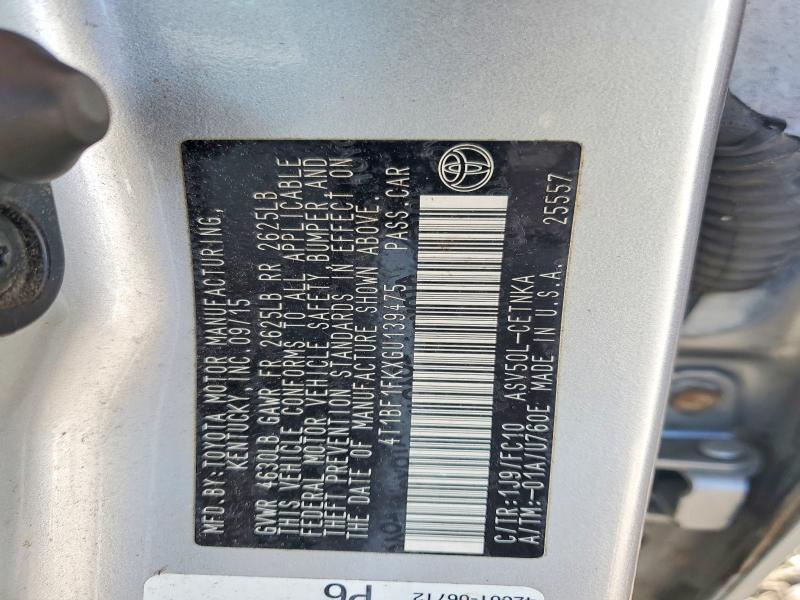 49940536 :رقم المزاد ، 4T1BF1FKXGU139475 vin ، 2016 Toyota Camry مزاد بيع