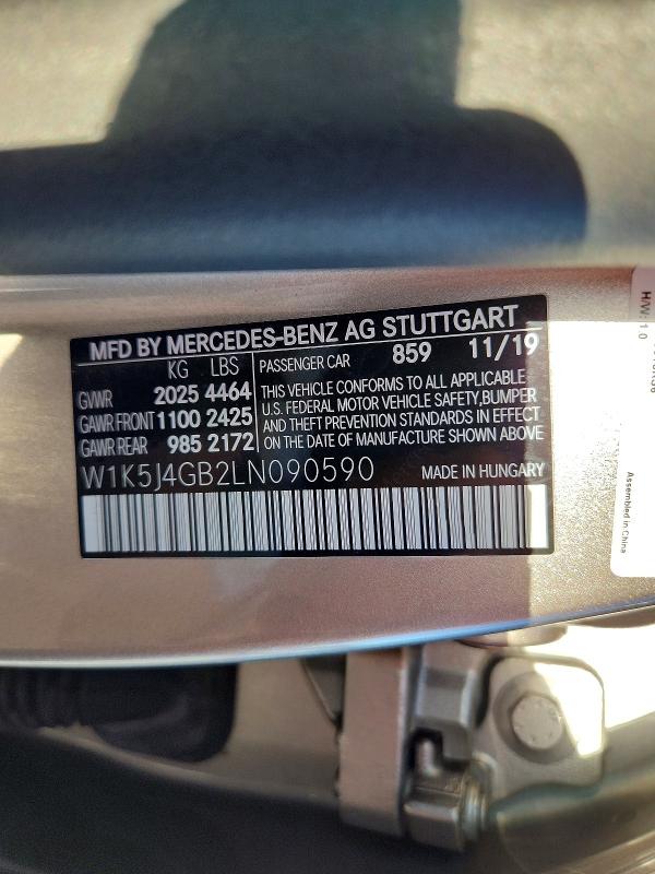 49946326 :رقم المزاد ، W1K5J4GB2LN090590 vin ، 2020 Mercedes-benz Cla مزاد بيع