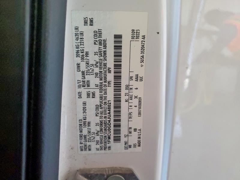 Продажа на аукционе авто 2018 Ford Escape, vin: 1FMCU0GD4JUA48021, номер лота: 48932396