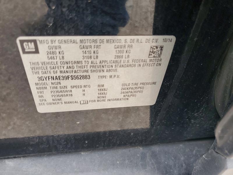 50231796 :رقم المزاد ، 3GYFNAE39FS562883 vin ، 2015 Cadillac Srx مزاد بيع