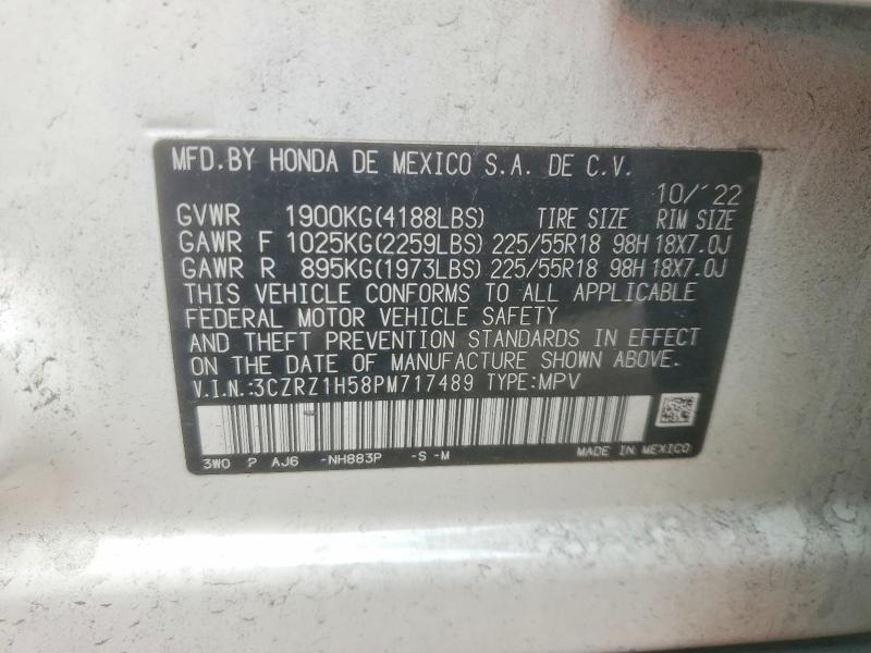 48195756 :رقم المزاد ، 3CZRZ1H58PM717489 vin ، 2023 Honda Hr-v مزاد بيع