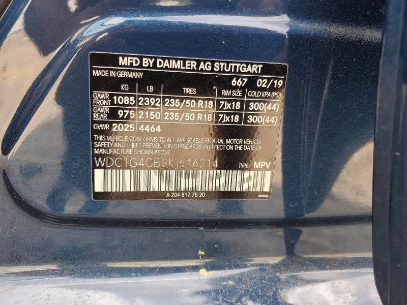 Продаж на аукціоні авто 2019 Mercedes-benz Gla, vin: WDCTG4GB9KJ616214, номер лоту: 49381646