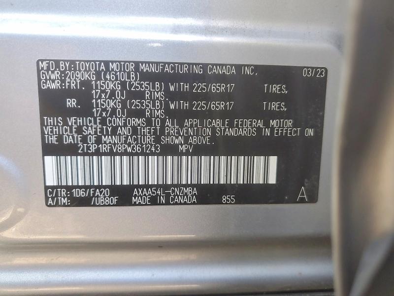 49946596 :رقم المزاد ، 2T3P1RFV8PW361243 vin ، 2023 Toyota Rav4 مزاد بيع