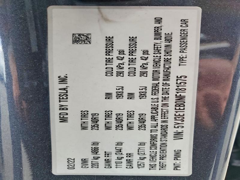 Продаж на аукціоні авто 2022 Tesla Model 3, vin: 5YJ3E1EB0NF181575, номер лоту: 51370386