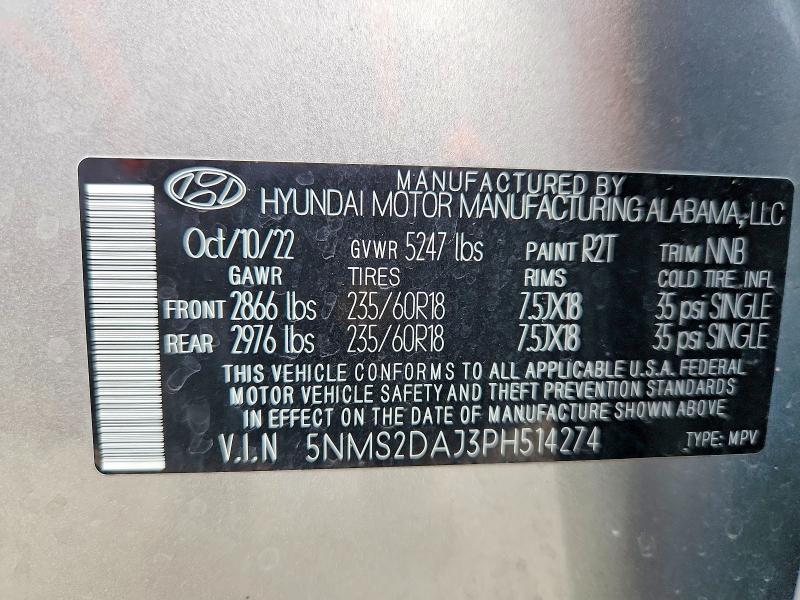Продажа на аукционе авто 2023 Hyundai Santa Fe, vin: 5NMS2DAJ3PH514274, номер лота: 48132776