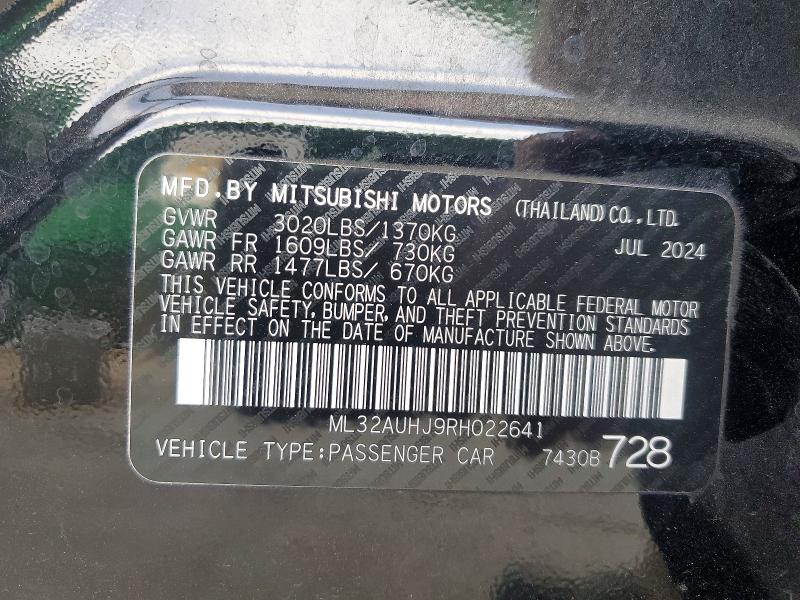 Продаж на аукціоні авто 2024 Mitsubishi Mirage, vin: ML32AUHJ9RH022641, номер лоту: 50640796