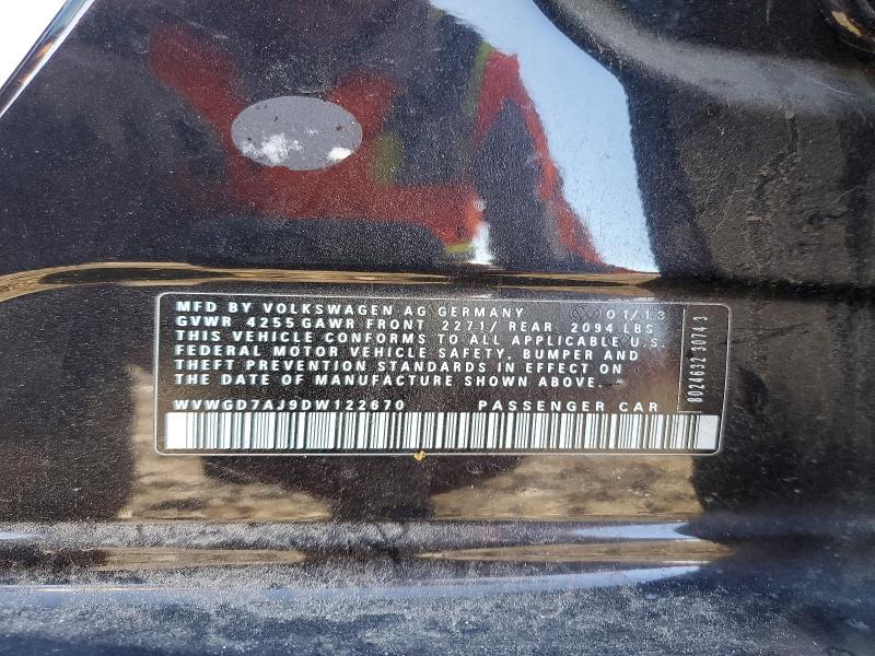 48616356 :رقم المزاد ، WVWGD7AJ9DW122670 vin ، 2013 Volkswagen Gti مزاد بيع