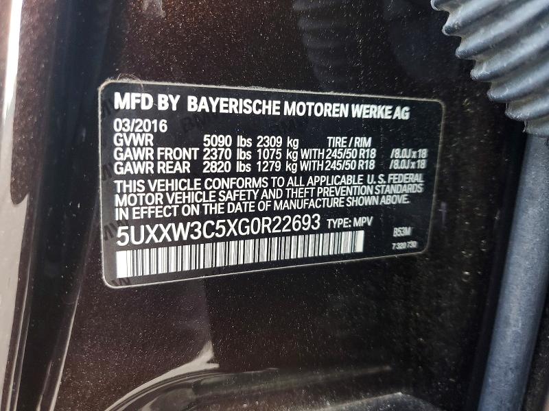 Aukcja sprzedaży 2016 Bmw X4, vin: 5UXXW3C5XG0R22693, numer aukcji: 51295196