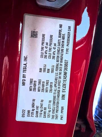 Продаж на аукціоні авто 2022 Tesla Model 3, vin: 5YJ3E1EA5NF369807, номер лоту: 49846186