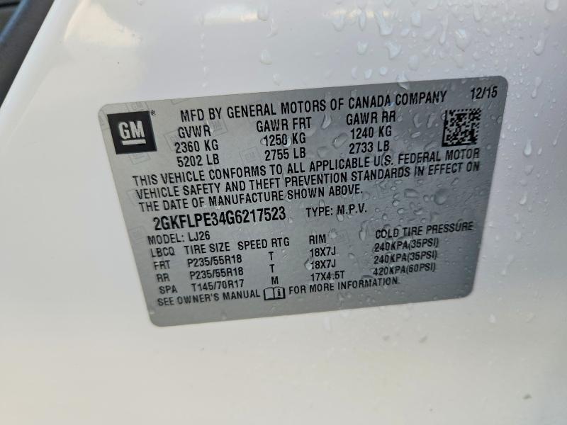 49738966 :رقم المزاد ، 2GKFLPE34G6217523 vin ، 2016 Gmc Terrain مزاد بيع