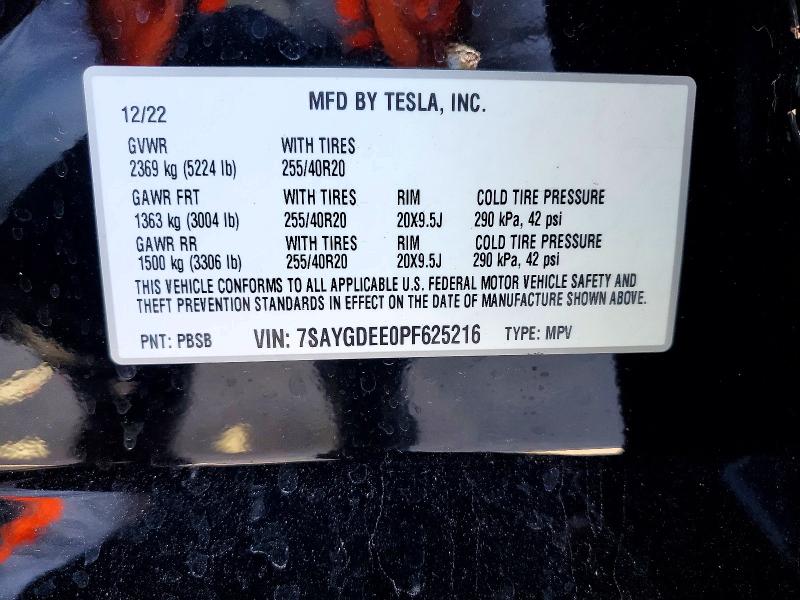 Aukcja sprzedaży 2023 Tesla Model Y, vin: 7SAYGDEE0PF625216, numer aukcji: 51108666