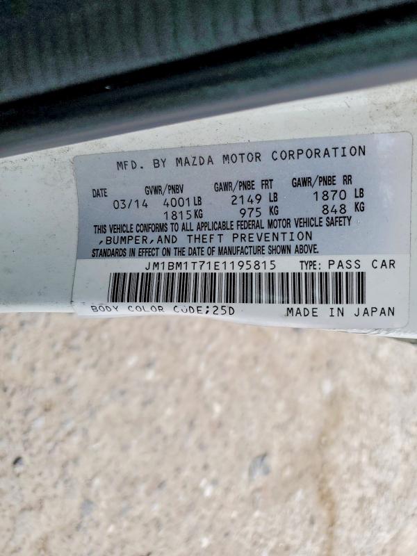 Продажа на аукционе авто 2014 Mazda 3, vin: JM1BM1T71E1195815, номер лота: 47785416