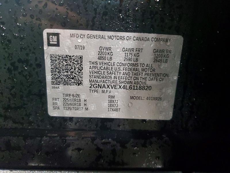 Продажа на аукционе авто 2020 Chevrolet Equinox, vin: 2GNAXVEX4L6118820, номер лота: 48283116