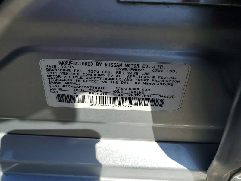Aukcja sprzedaży 2013 Infiniti G37 Sedan, vin: JN1CV6AP1DM716016, numer aukcji: 49882796