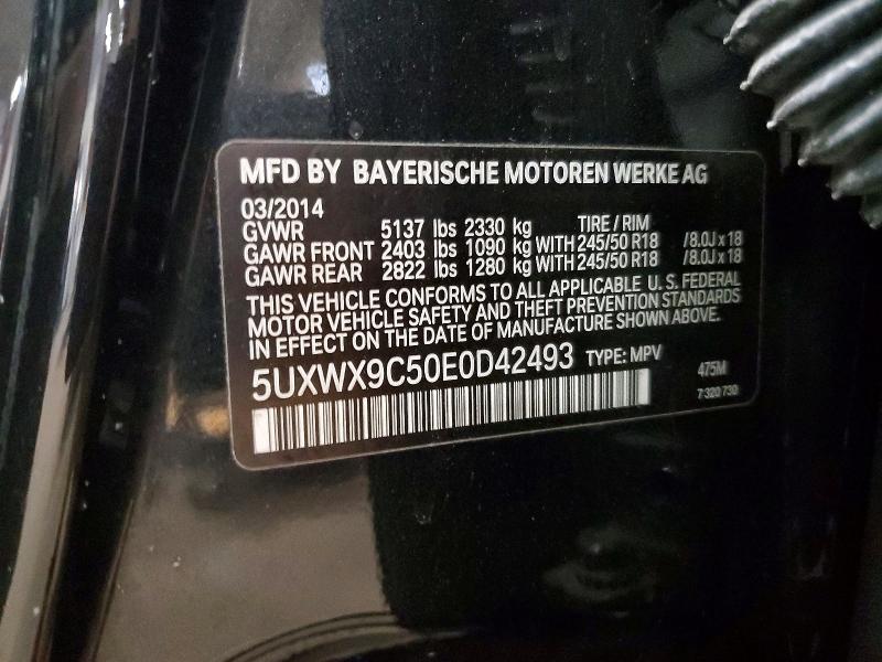 51525956 :رقم المزاد ، 5UXWX9C50E0D42493 vin ، 2014 Bmw X3 مزاد بيع