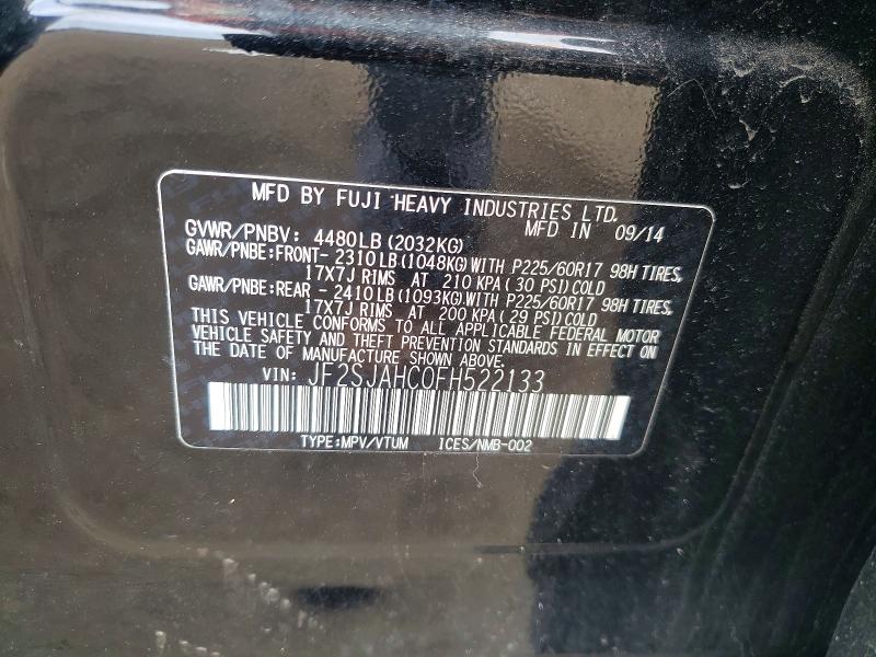 Продажа на аукционе авто 2015 Subaru Forester, vin: JF2SJAHC0FH522133, номер лота: 50645966