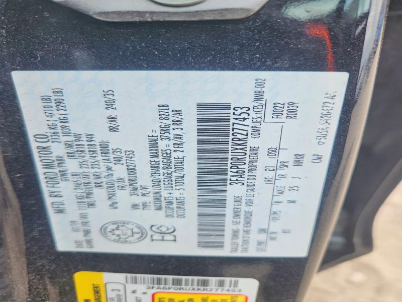 Aukcja sprzedaży 2019 Ford Fusion, vin: 3FA6P0RUXKR277453, numer aukcji: 48957106