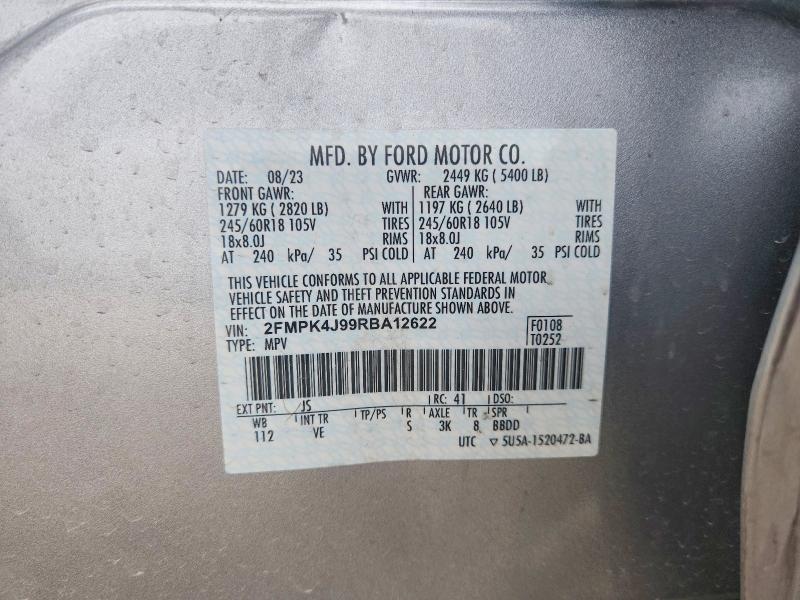47647696 :رقم المزاد ، 2FMPK4J99RBA12622 vin ، 2024 Ford Edge مزاد بيع