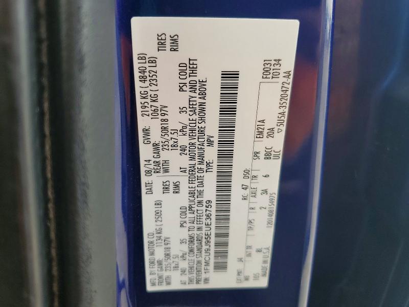 Продаж на аукціоні авто 2014 Ford Escape, vin: 1FMCU9J95EUE36759, номер лоту: 51103926