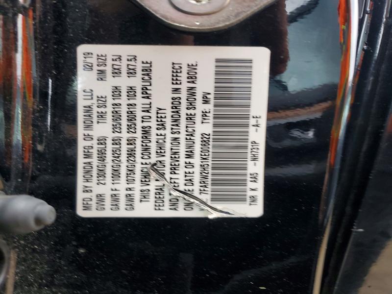 2019 Honda Cr-v მანქანა იყიდება აუქციონზე, vin: 7FARW2H51KE006822, აუქციონის ნომერი: 50898416