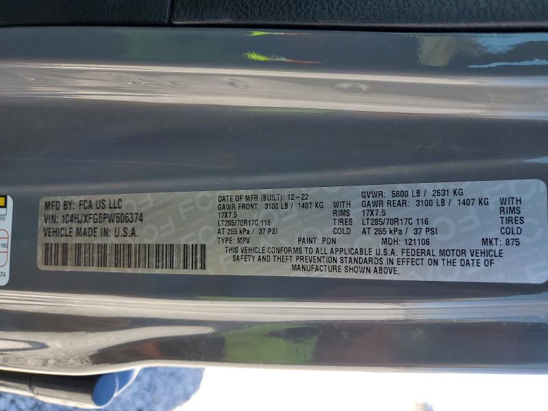 2023 Jeep Wrangler მანქანა იყიდება აუქციონზე, vin: 1C4HJXFG6PW606374, აუქციონის ნომერი: 48997196