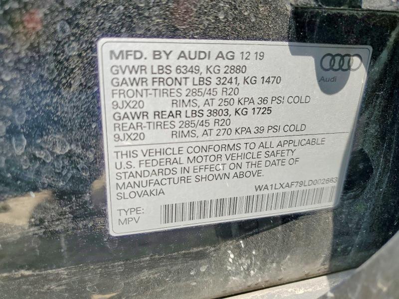 51769356 :رقم المزاد ، WA1LXAF79LD002663 vin ، 2020 Audi Q7 مزاد بيع