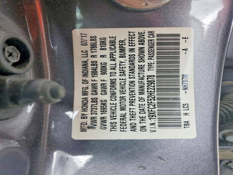 Aukcja sprzedaży 2017 Honda Civic, vin: 19XFC2F52HE229878, numer aukcji: 51955376