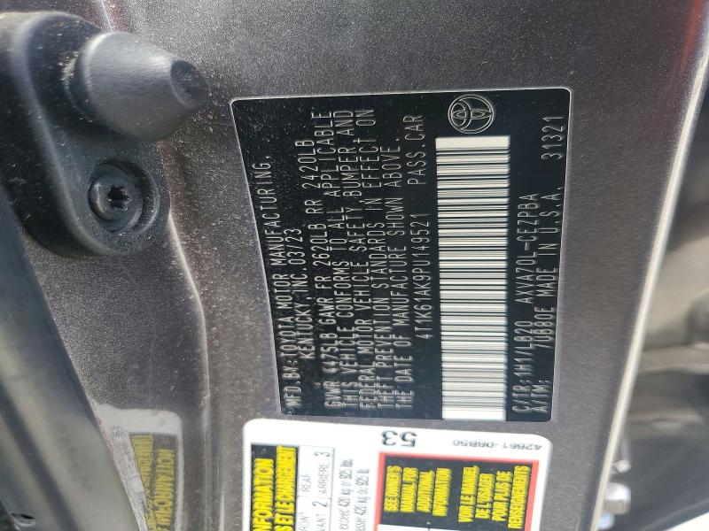 51408086 :رقم المزاد ، 4T1K61AK9PU149521 vin ، 2023 Toyota Camry مزاد بيع