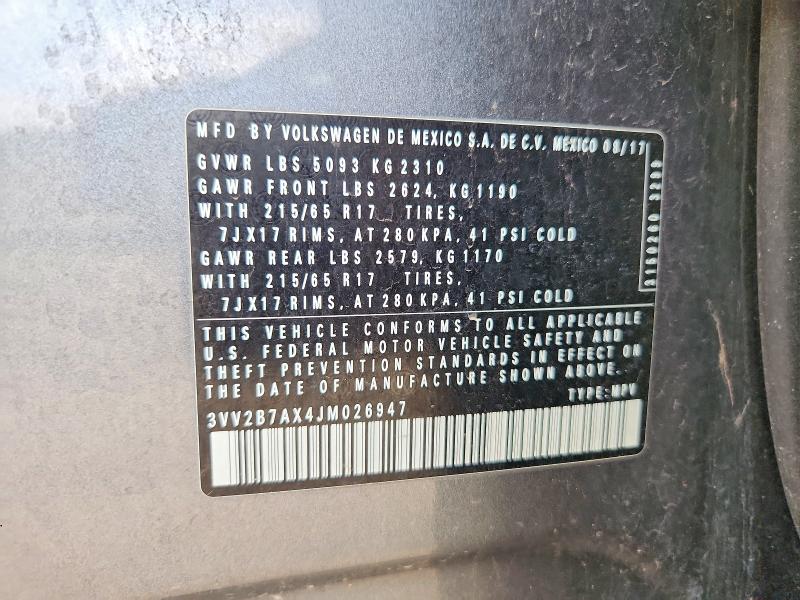 46779326 :رقم المزاد ، 3VV2B7AX4JM026947 vin ، 2018 Volkswagen Tiguan مزاد بيع