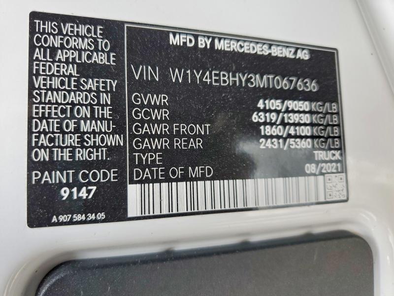 Aukcja sprzedaży 2021 Mercedes Benz Sprinter, vin: W1Y4EBHY3MT067636, numer aukcji: 48829146