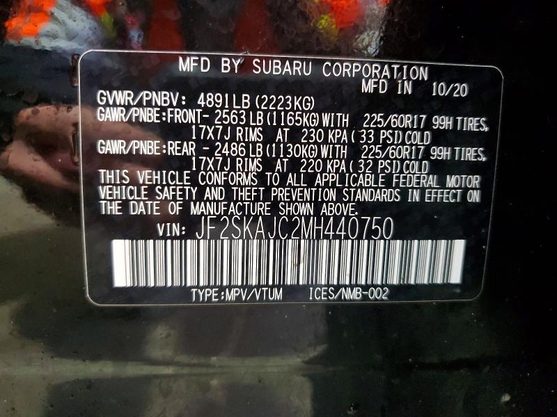 Auction sale of the 2021 Subaru Forester, vin: JF2SKAJC2MH440750, lot number: 48763796