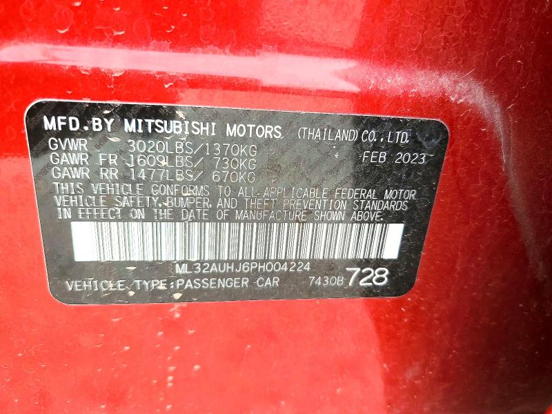 Aukcja sprzedaży 2023 Mitsubishi Mirage, vin: ML32AUHJ6PH004224, numer aukcji: 50089936